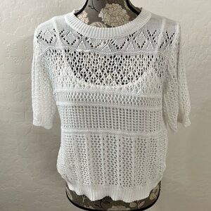 Crocheted White Top Lace Blouse by Solitaire